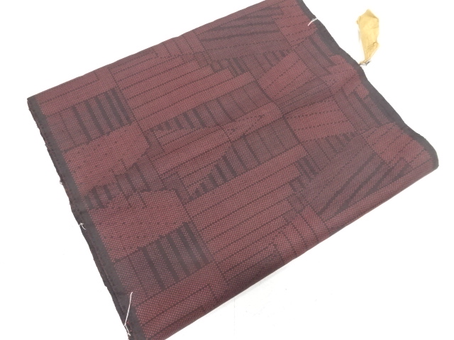 JAPANESE KIMONO / ANTIQUE ARAIHARI FOR KIMONO / SILK / DORO OSHIMA TSUMUGI ( 5 maruki) / WOVEN GEOMETRIC